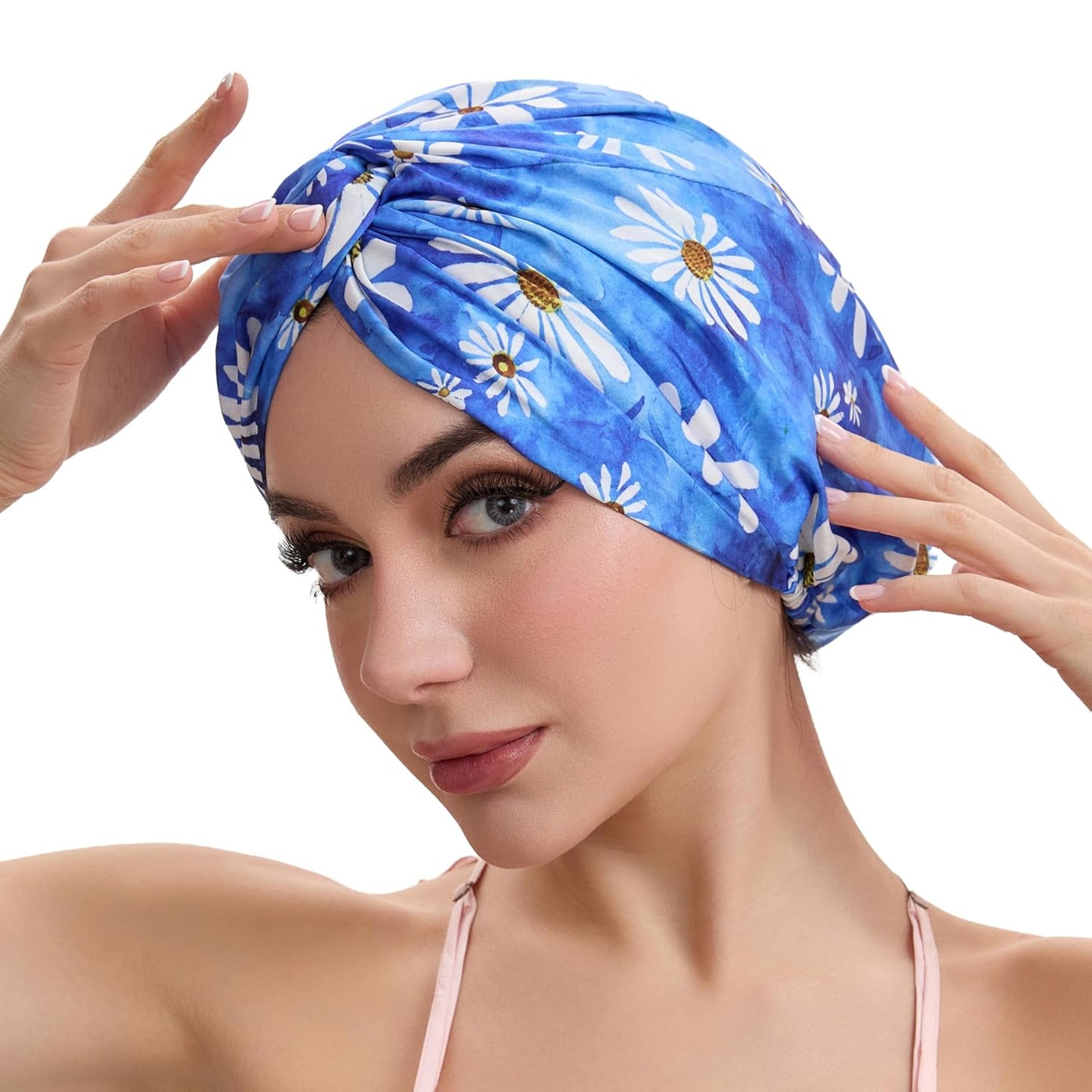 Adjustable Silk Satin Bonnet for Sleeping Hair Wrap, Double Layer Sleep Cap, Night Turban for Large Long Curly Braid Women Men Hair - Matcha Green