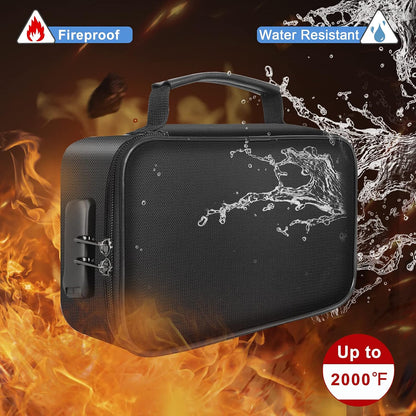 ENGPOW Small Fireproof Storage Organizer Case with Lock, 9”x 5.3”x 3.7”