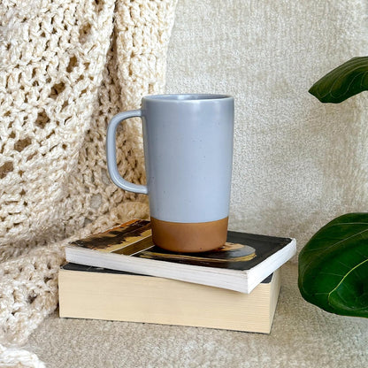 Mora Ceramics Large Tea Mug with Loose Leaf Infuser and Ceramic Lid, 18 oz, Portable, Microwave and Dishwasher Safe, Tall Coffee Cup - Rustic Matte Ceramic Glaze, Modern Herbal Tea Strainer, Olive
