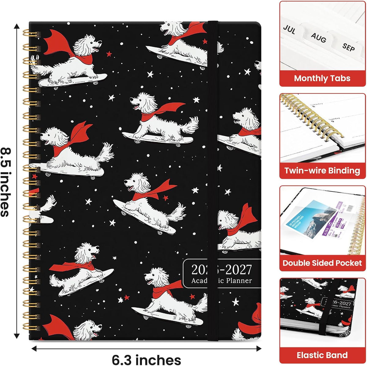 Planner 2026-2027, Jul 2026-Jun 2027 Academic Monthly & Weekly Planner - Colors B