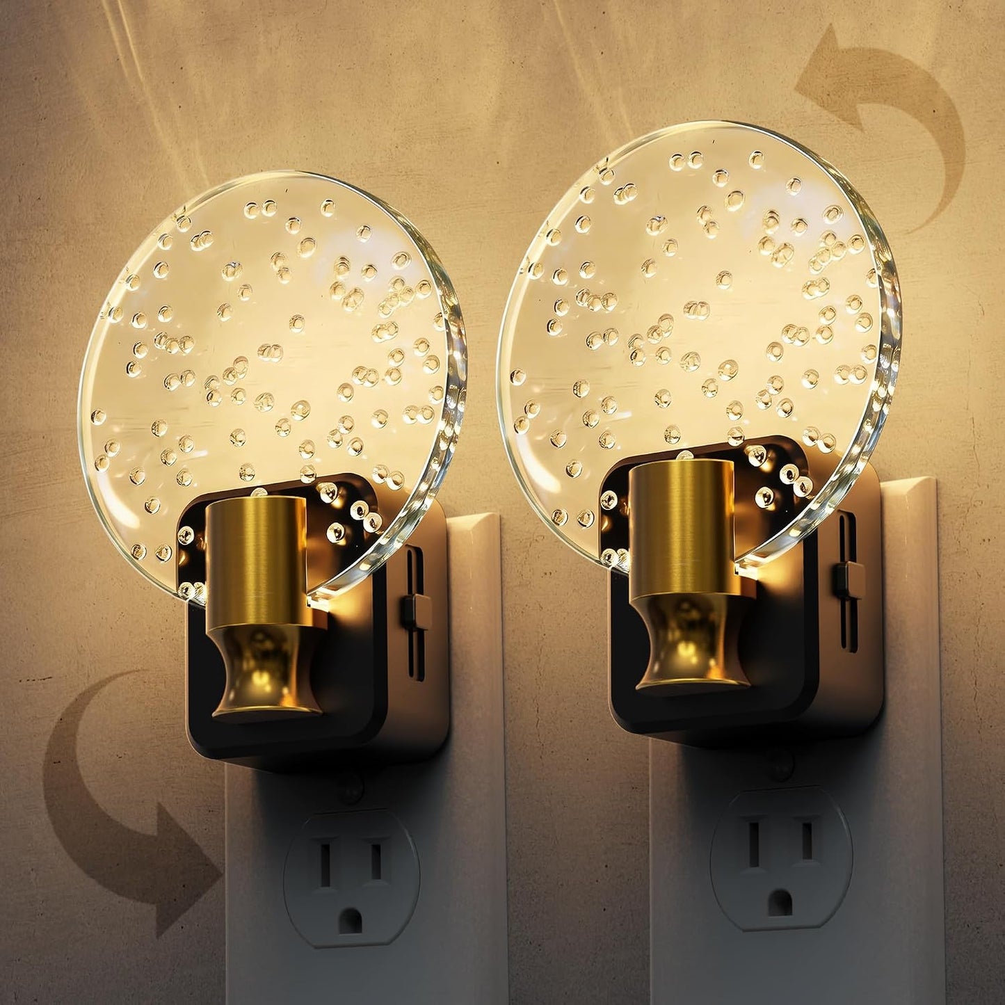 L LOHAS LED Night Lights Plug into wall, Amber Night Light with Adjustable Brightness, Plug in NightLight with Auto Light Sensor, Wall Sconce-Style Design Night Light for Bathroom,Hallway, 2 Pack