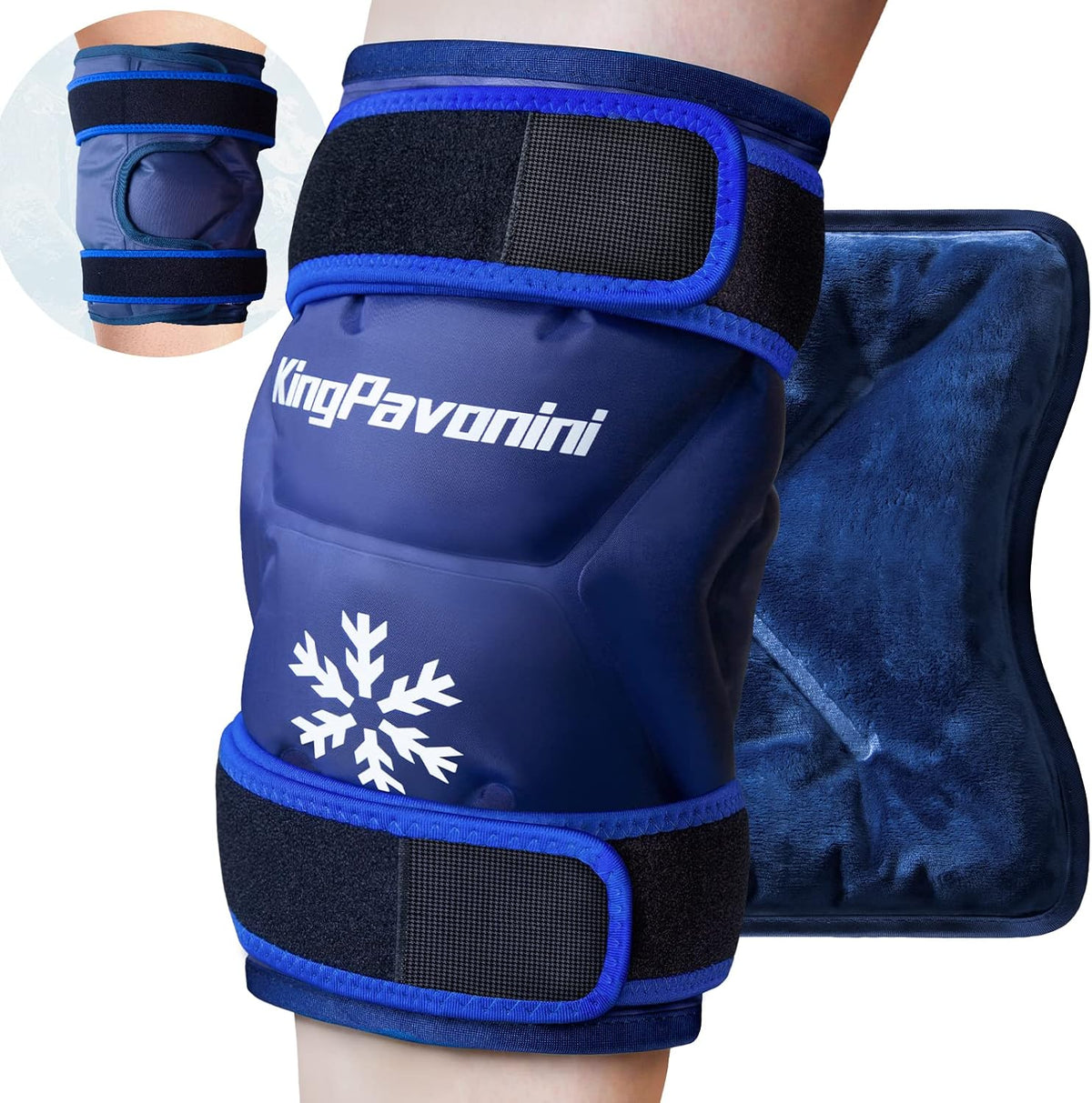 KingPavonini XXL Knee Ice Pack Wrap Around Entire Knee, 1 Pack, Blue