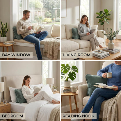 Pat. Pend. Corduroy Lumbar Support Back Pillow for Watching TV, Reading & Gaming, Ergonomic Triangle Support Cushion for Sofa, Armchair & Bed Sitting, Removable Washable Cover, Beige Gray