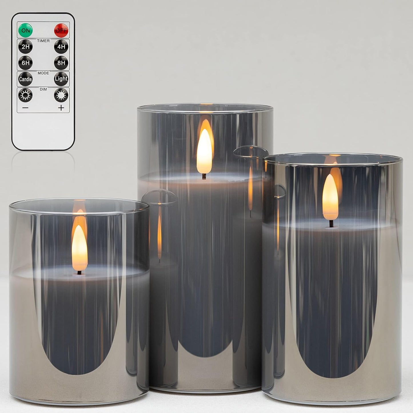 ANGELLOONG Flickering Flameless Candles, Realistic Battery Operated Candles with Remote and Timer, Set of 3 LED Candles for Fall Room Home Wedding Decor Centerpieces Table Party Christmas Decorations
