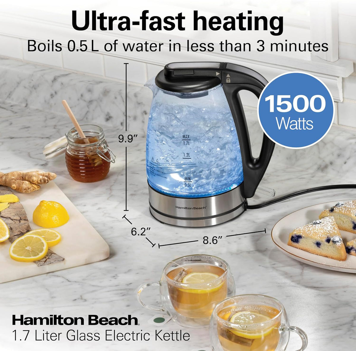 Hamilton Beach 1.8 Liter Electric Tea Kettle, Water Boiler & Heater