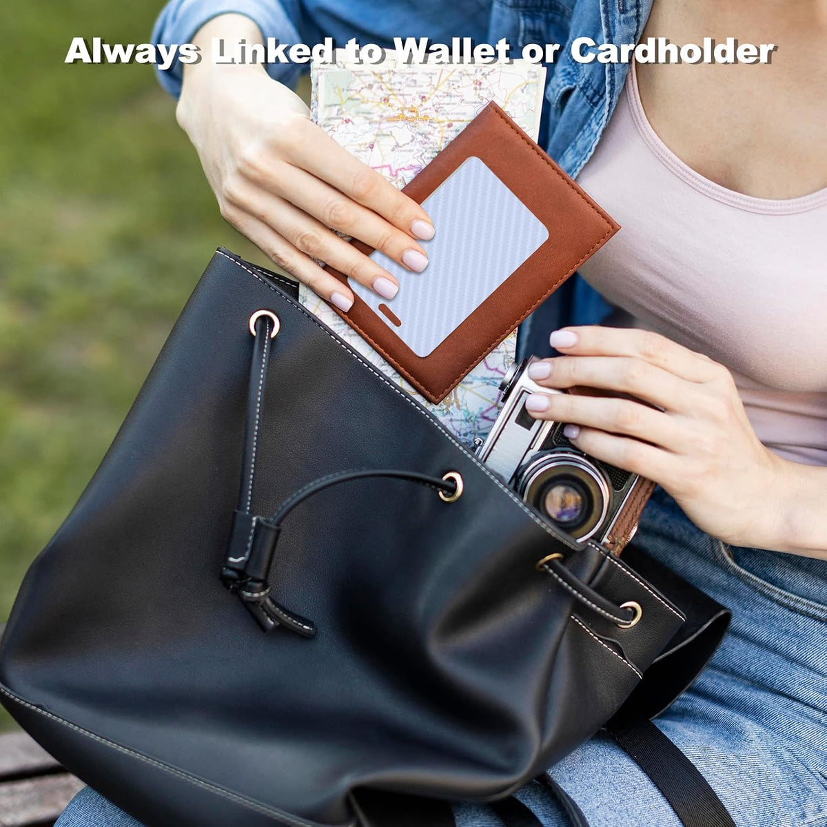 Wallet Tracker Card, Slim Rechargeable Bluetooth Item Locator, Smart Finder Compatible with Apple Find My for Wallet, Luggage, Passport, IP68 Waterproof (iOS Only) (Carbon Fiber Black)