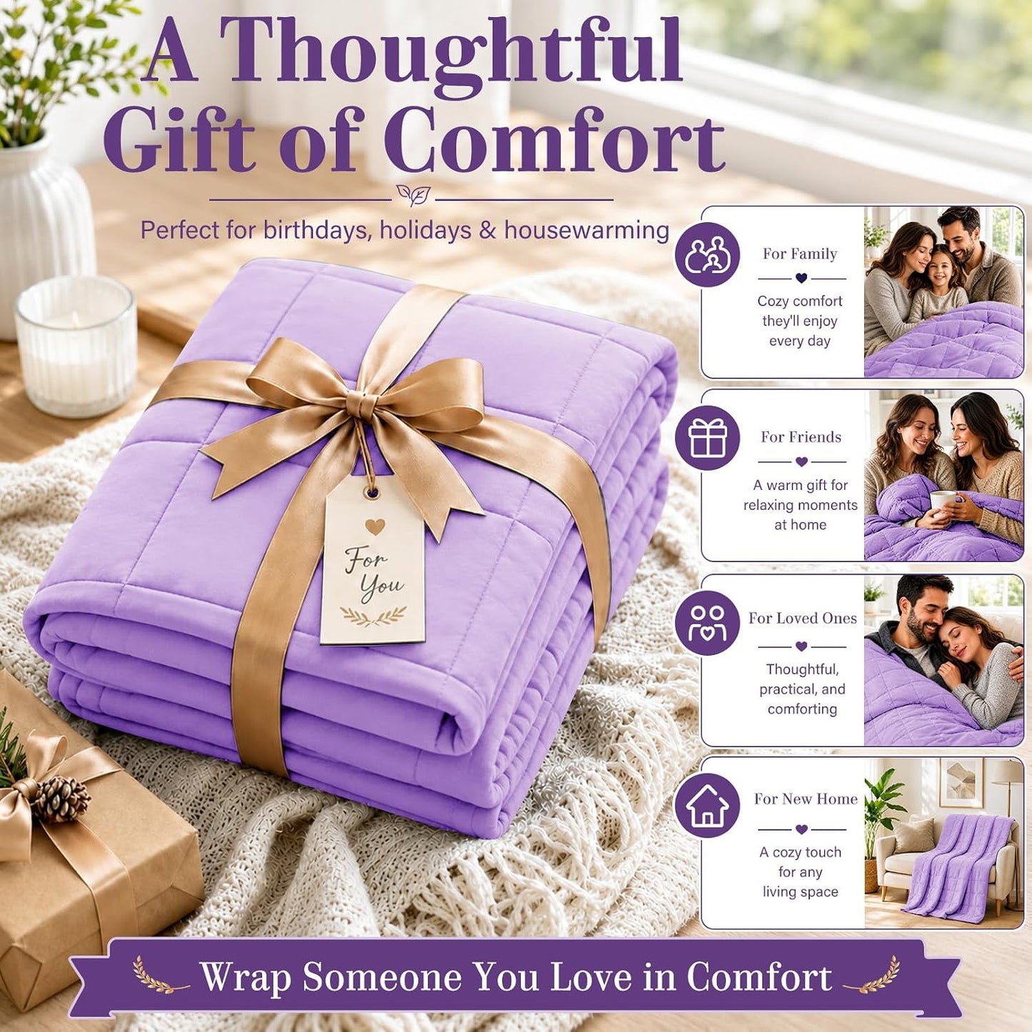 L'AGRATY Weighted Lap Pad 7lb: Small Weighted Blanket for Adults - Cooling Portable Travel Blanket for Relaxation Sleeping - Washable All-Season (29" x 24")