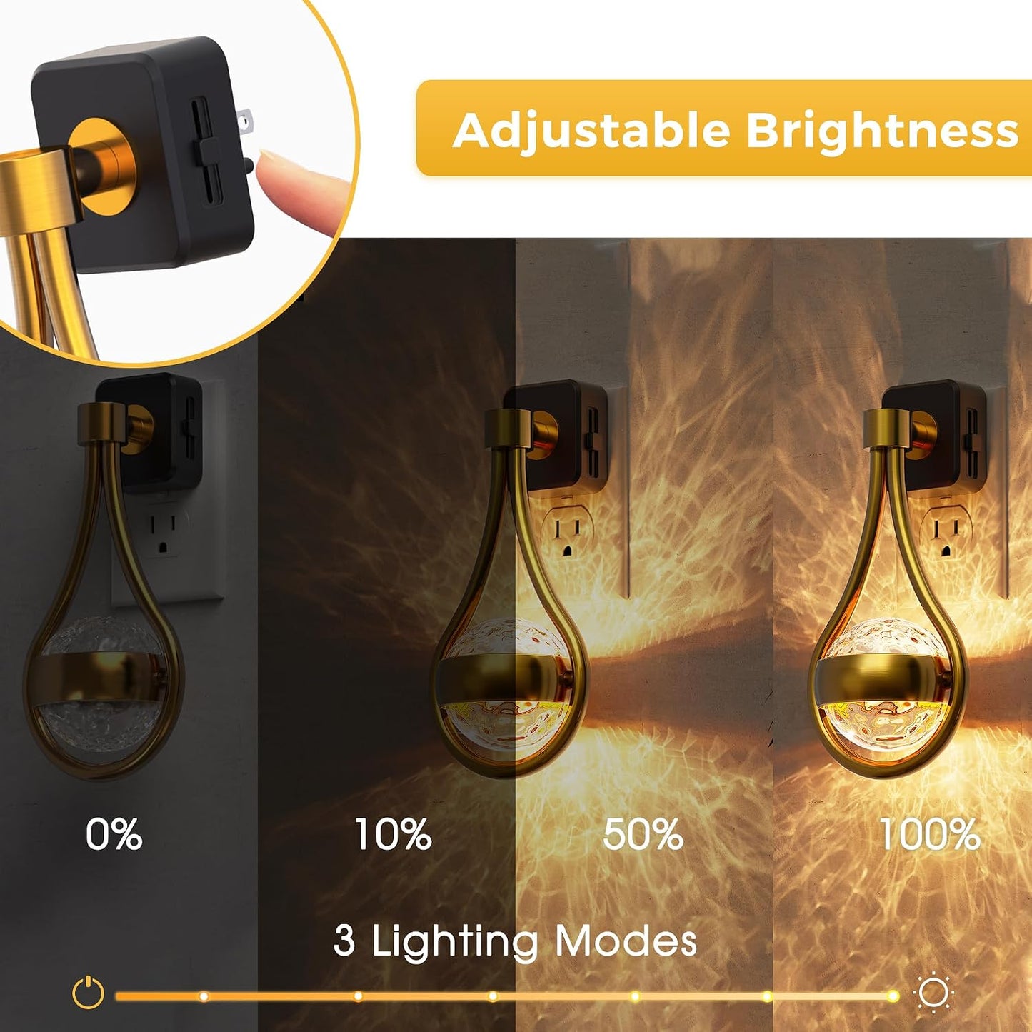 L LOHAS LED Night Lights Plug into wall, Amber Night Light with Adjustable Brightness, Plug in NightLight with Auto Light Sensor, Wall Sconce-Style Design Night Light for Bathroom,Hallway, 2 Pack