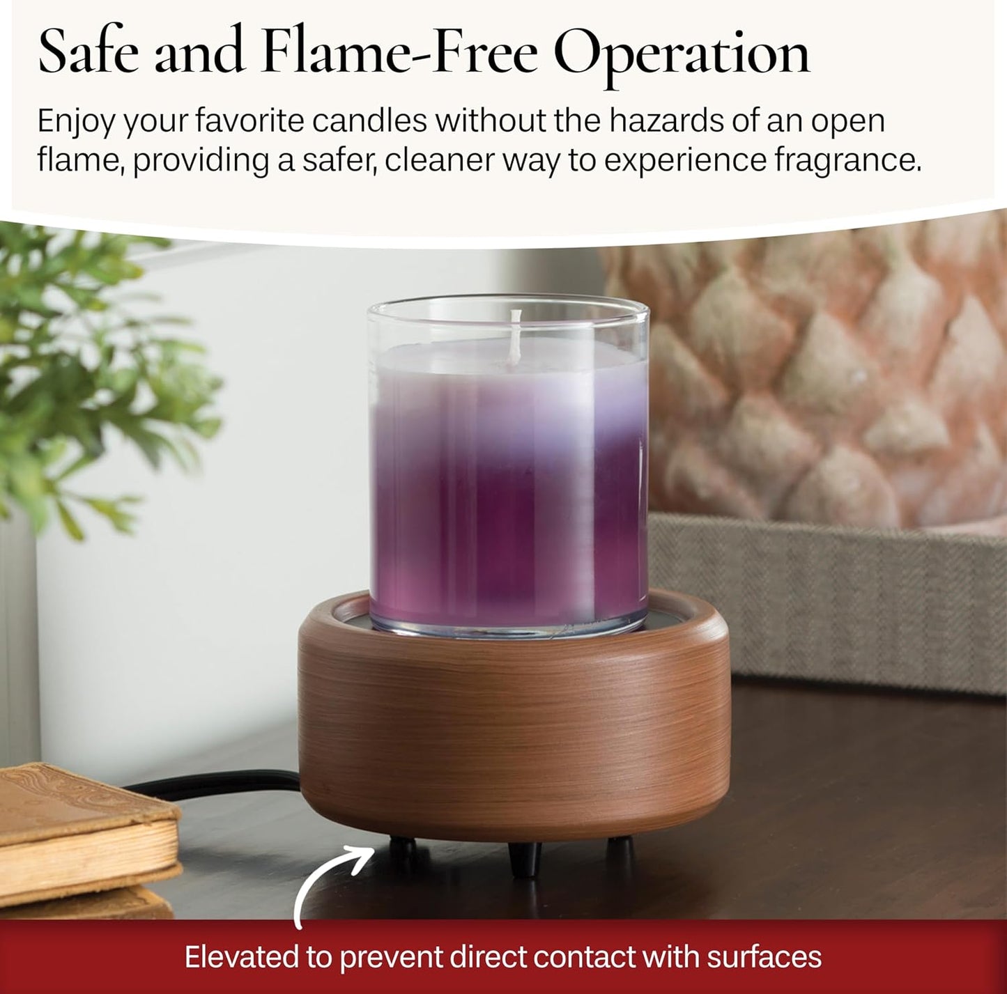 Candle Warmers ETC 2-in-1 Candle and Fragrance Warmer for Warming Scented Candles or Wax Melts and Tarts with to Freshen Room, Primitive Black and Bronze
