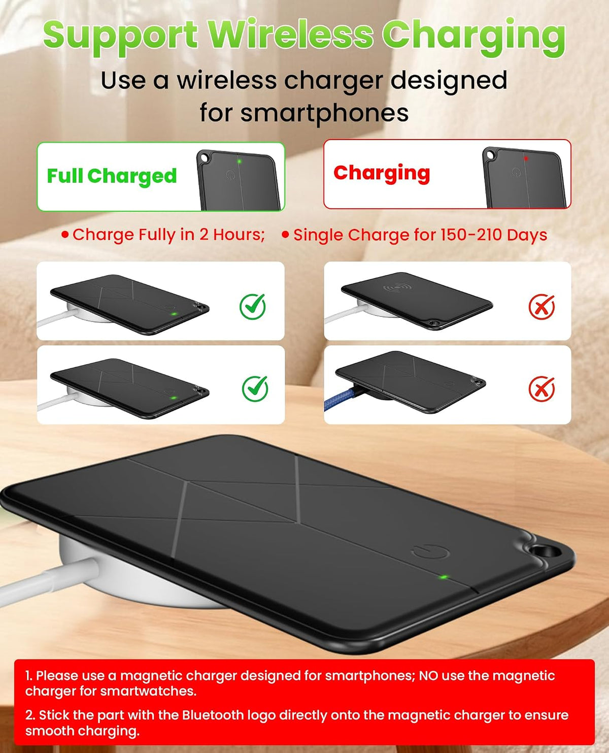 2026 Wallet Tracker Card for Android & iOS - Slim Tracking Card for Wallet GPS Tracker for Luggage Passport Keys, Wireless Charging Bluetooth Tracker Card, Works with Google Find Hub & Apple Find My