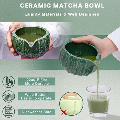 Matcha Whisk Set, Ceramic Matcha Set Includes Matcha Bowl, Matcha Whisk (Chasen) and Holder, Sifter, Bamboo Scoop & Spoon - 6 Pcs Matcha Kit for Matcha Lovers White