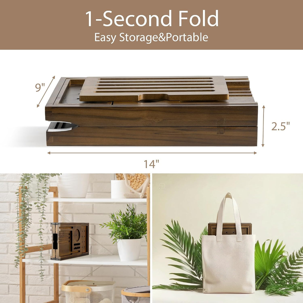 Bamboo Bathtub Tray Caddy, Adjustable Walnut Finish 28.5‑40"