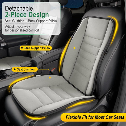 kingphenix Car Seat Cushion with Back Support Pillow: Enhanced Comfort Memory Foam Design for Pain Relief, Ideal for Drivers and Office Use - Ergonomic Lumbar Comfort for Long Sitting - Black