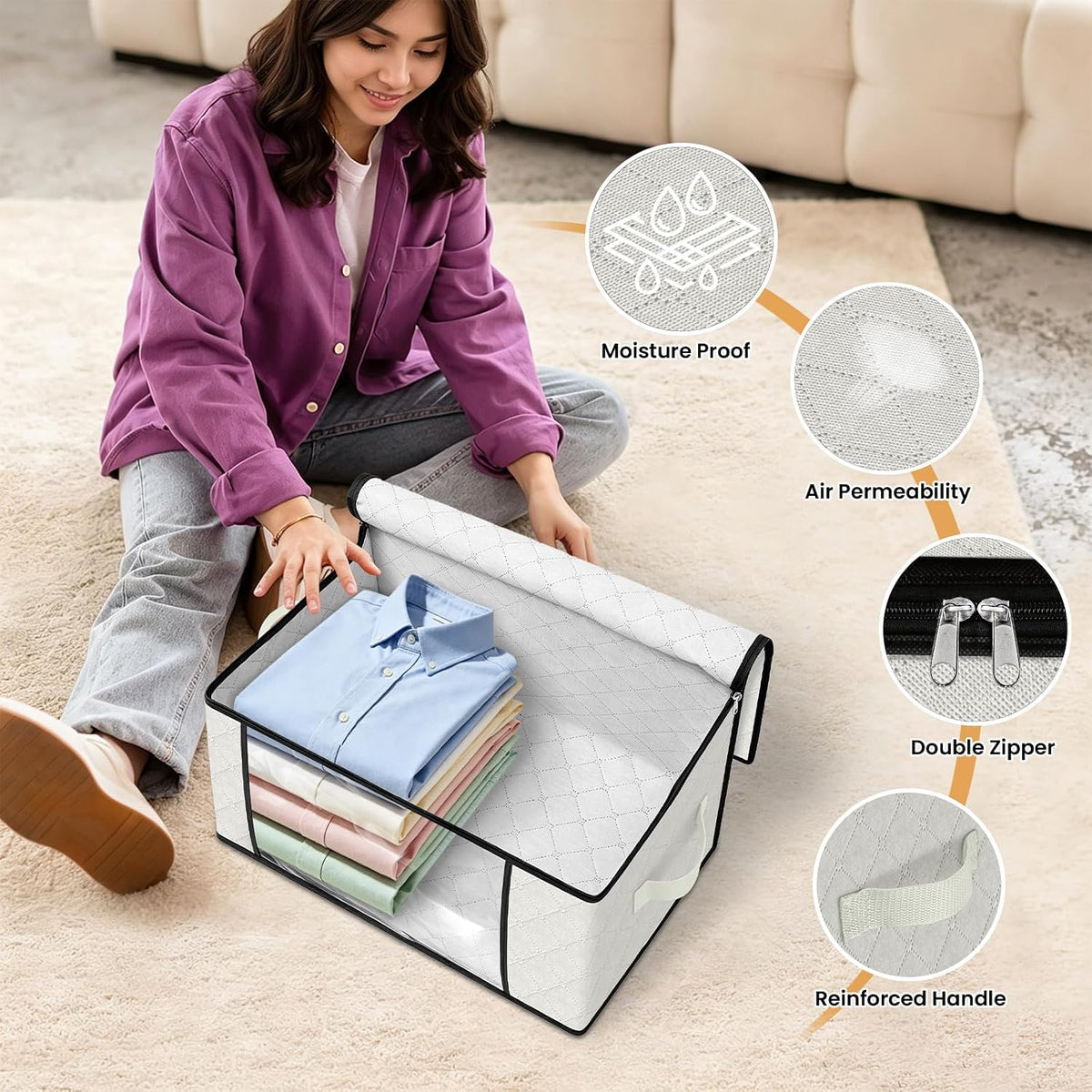 Fab totes Storage Bags for Clothes Blanket Storage Bins with Lids
