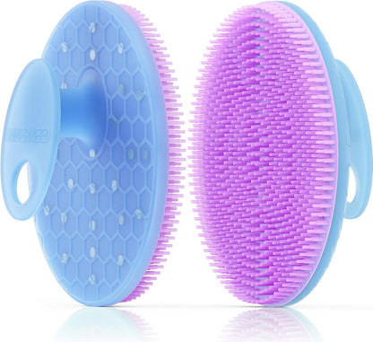INNERNEED Food-Grade Soft Silicone Body Scrubber Shower Brush Handheld Cleansing Skin Brush, Gentle Exfoliating and Lather Well (Dark Green)