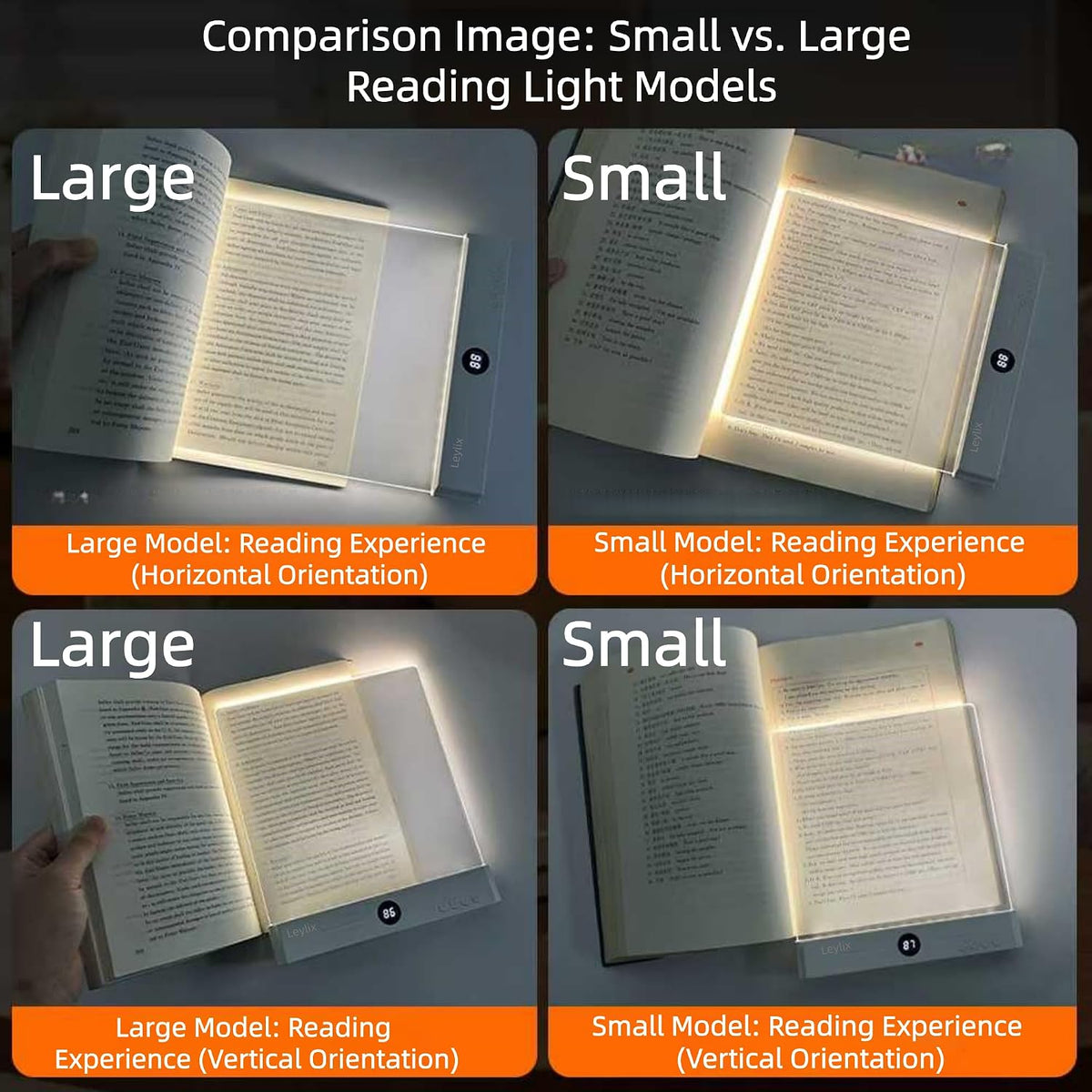 XL LED Flat Book Light for Reading at Night in Bed, Matte Pink