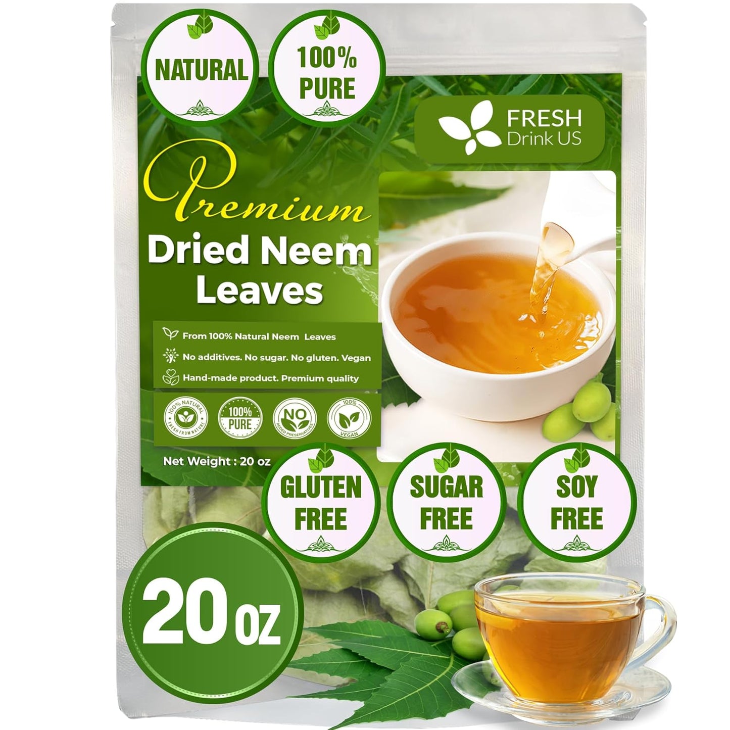 FreshDrinkUS, Premium 150 Lemon Ginger Tea Bags, 100% Natural Ingredients, Hand-made Blend of Lemon and Ginger, Eco-conscious Tea Bags. No Sugar, No Caffeine, Vegan. - Colors C