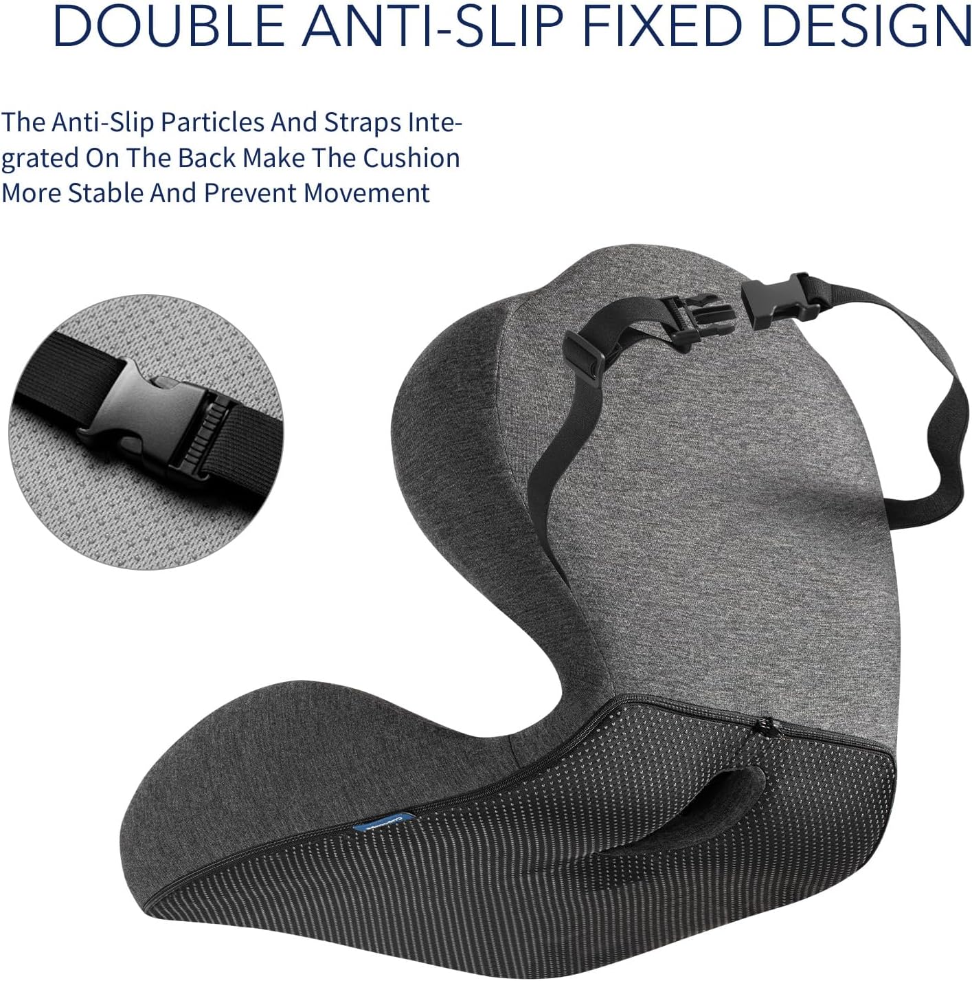 Seat Cushion for Car Truck Driver, Memory Foam Seat Cushion with Adjustable Strap,Ergonomic Lumbar/Back Support & Sciatica Relief for Long Drives, Orthopedic Cushion for Office Chair, Car, Semi Truck