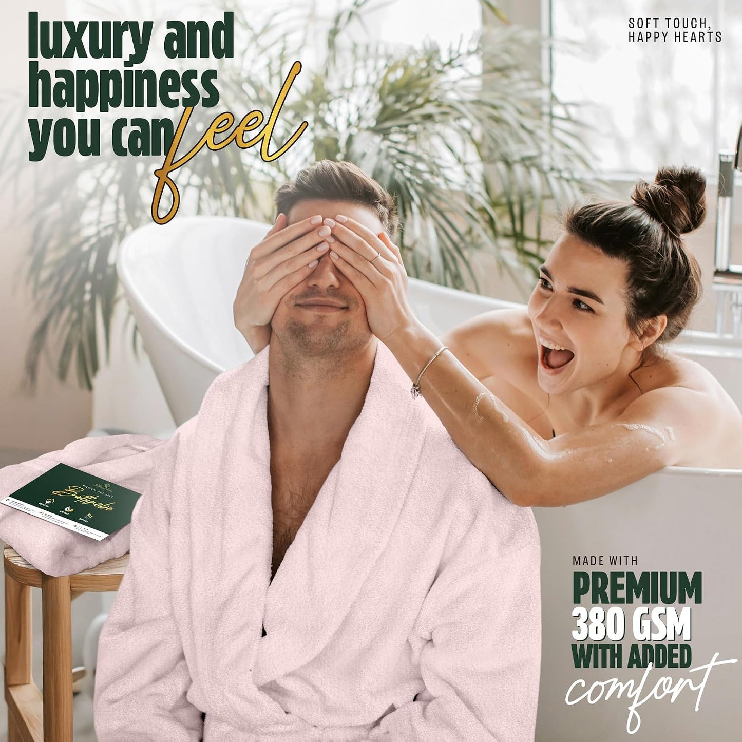 Pearl Linens Cotton Terry Shawl Collar Bathrobe - Soft, Lightweight & Absorbent Unisex Spa Robe for Women & Men - 1 Piece