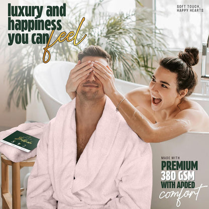 Pearl Linens Cotton Terry Shawl Collar Bathrobe - Soft, Lightweight & Absorbent Unisex Spa Robe for Women & Men - 1 Piece