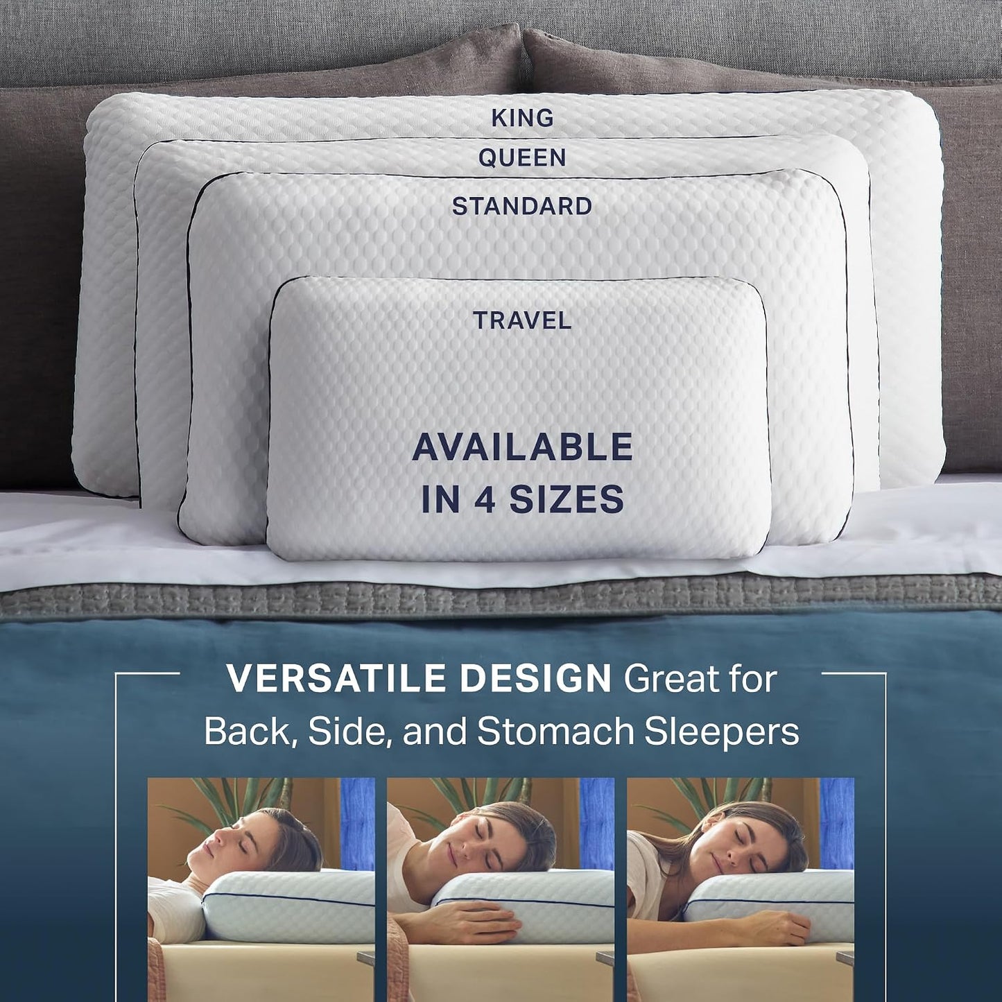 Weekender Cooling Gel Memory Foam Pillow for Sleeping – King Size, Ventilated Cooling Pillow for Side & Back Sleepers, Neck & Shoulder Support, Medium Firm, Washable Cover