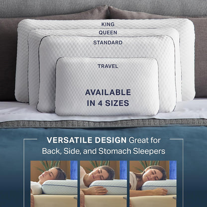 Weekender Cooling Gel Memory Foam Pillow for Sleeping – King Size, Ventilated Cooling Pillow for Side & Back Sleepers, Neck & Shoulder Support, Medium Firm, Washable Cover