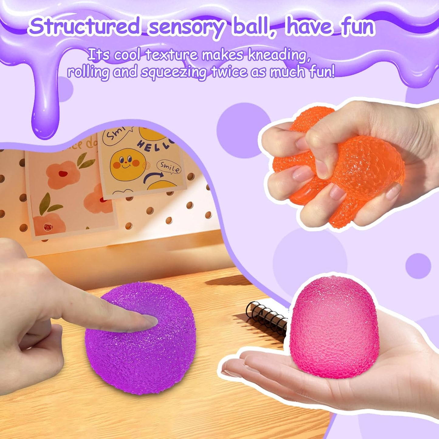 Stress Balls-Gumdrop Squishy Stress for Kids and Adults, Super Solid Squeeze Ball, Sensory for Stress Relief, Birthday, Easter Basket Stuffers and Party Favors (Blue)