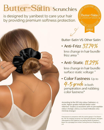 Yanibest 8 Pcs Satin Scrunchies - Silk Scrunchies Ponytail Holders, Soft Satin Hair Ties No Damage, Hair Accessories for Women
