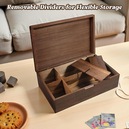 Acacia Wood Tea Bag Organizer Box – 8-Compartment Tea Storage Container Tea Caddy Holder with Removable Dividers – Rustic Tea Chest for Kitchen Counter, Coffee & Tea Station, Gifts