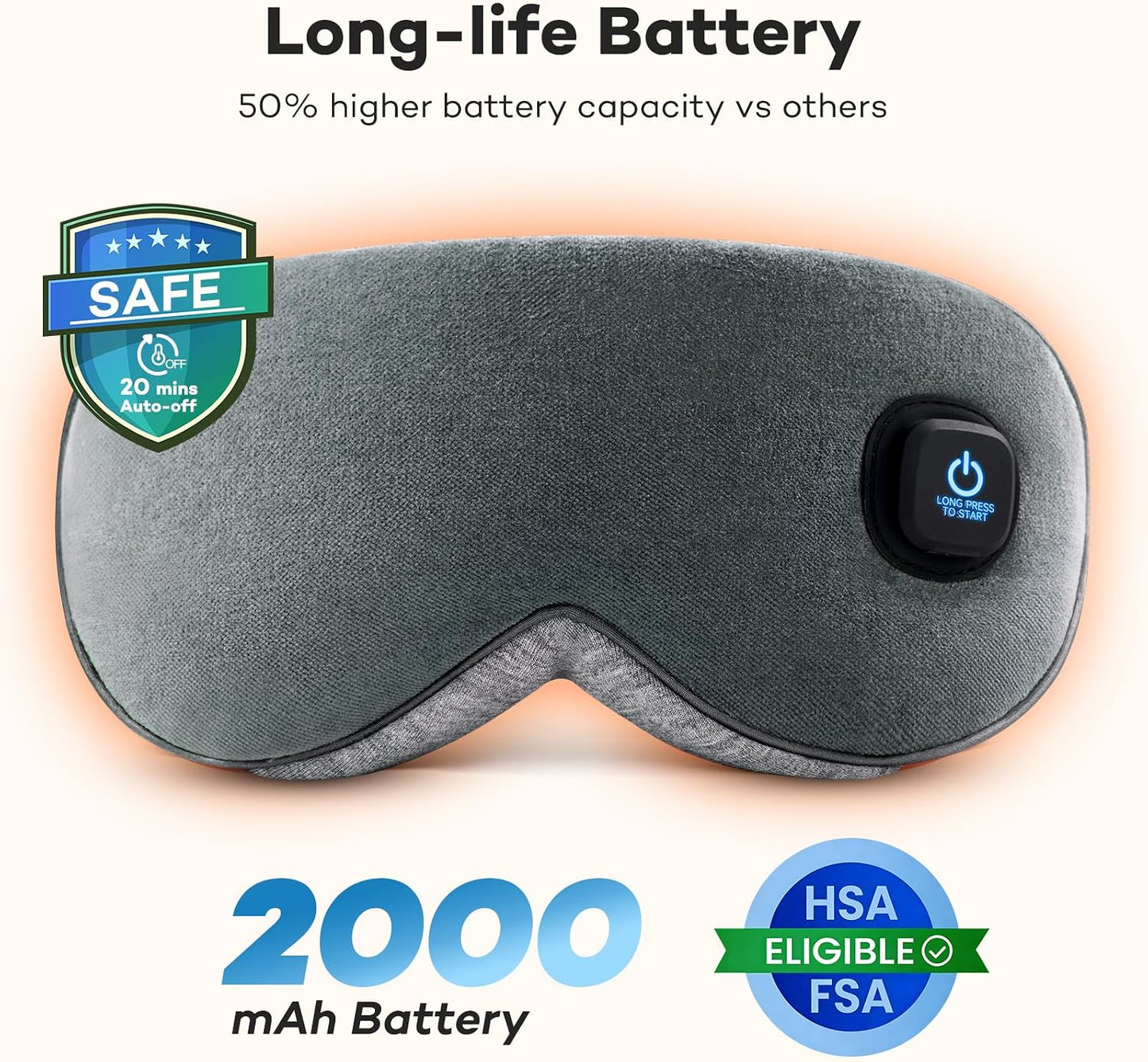 Ezona Cotton Cordless Heated Eye Mask, Warm Eye Compress Mask for Dry Eyes, Washable Eye Heating Pad for Travel, Dry Eyes, Blepharitis, Sinus Migraine (Blue)
