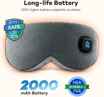 Ezona Cotton Cordless Heated Eye Mask, Warm Eye Compress Mask for Dry Eyes, Washable Eye Heating Pad for Travel, Dry Eyes, Blepharitis, Sinus Migraine (Blue)