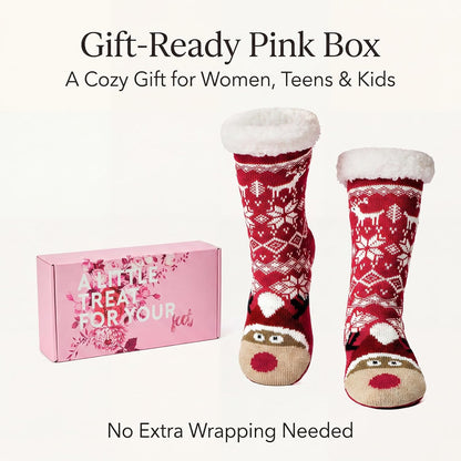 cosyone1997 Fuzzy Slipper Socks for Women Kids with Grips, Cute Animal Sherpa Lined Non-Slip Cozy Winter Socks Gifts