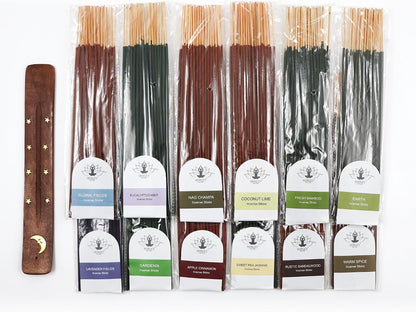 Hosley 320 Assorted Incense Sticks with Holder Eucalyptus, Fresh Bamboo, Lavender, Myrrh, Lavender Chamomile, Vanilla, Citrus, Dragon Blood Idea for Home, Wedding, Spa, Meditation & Aromatherapy