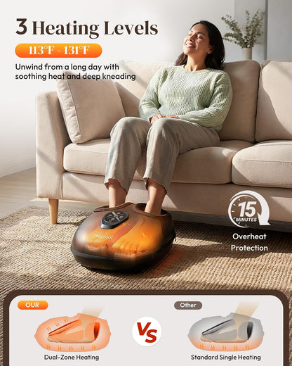 Heycool Shiatsu Foot Massager with Heat FSA Eligible HSA, Gift Men Women | [2026 Upgraded] Compression, Vibration, Deep Kneading Massager for Plantar Fasciitis, Neuropathy, Remote Control