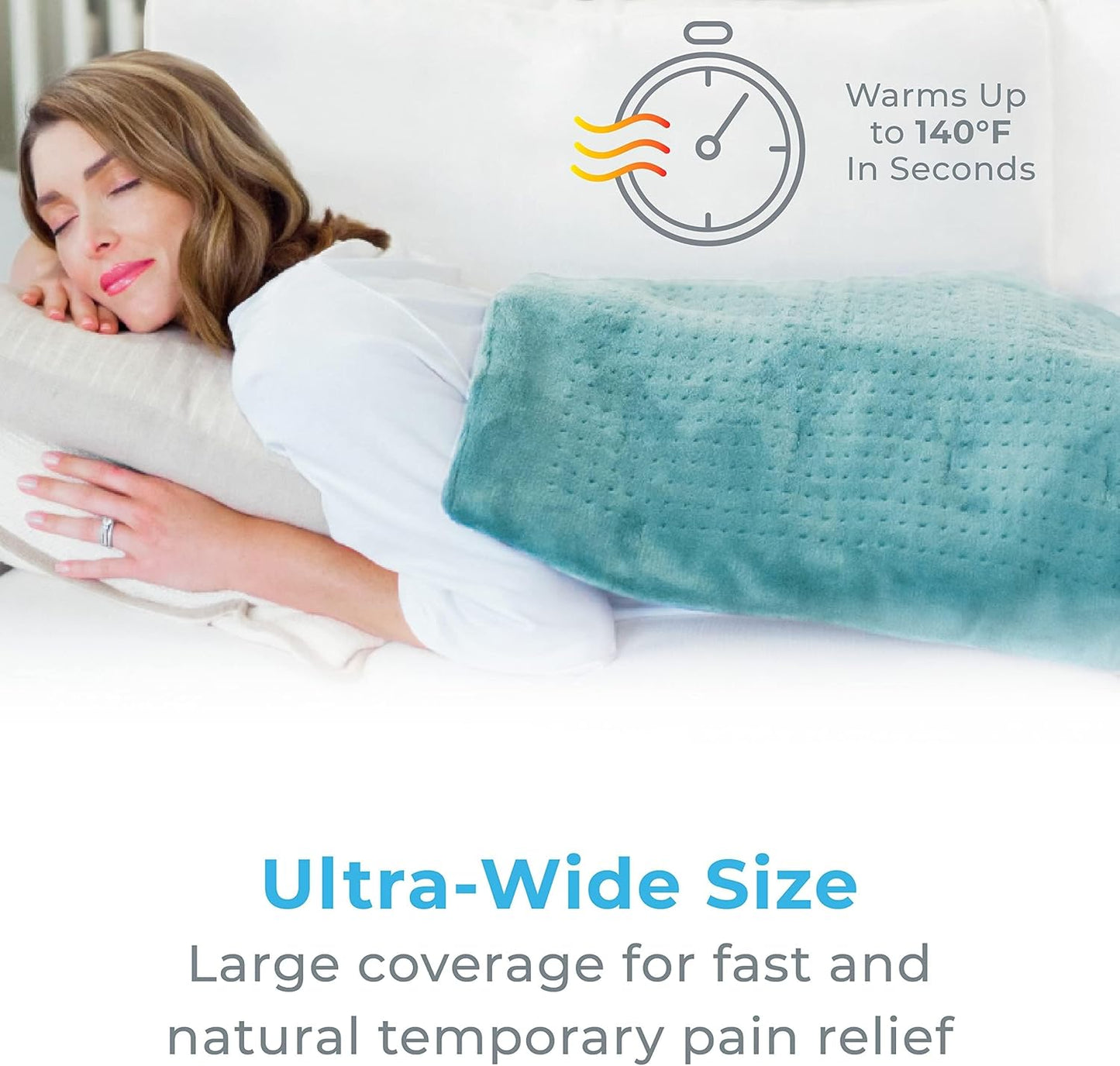Pure Enrichment PureRelief Ultra-Wide Microplush Heating Pad - 20” x 24” XXL Size & 6 Heat Settings for Temporary Neck, Shoulder & Back Pain Relief - Moist Heat Option & Machine Washable (Gray)
