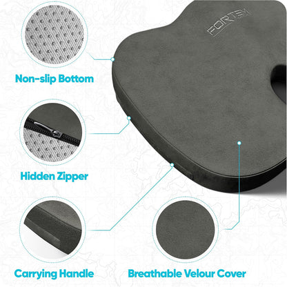 FORTEM Seat Cushion, Office Chair Cushion, Lumbar Support Pillow for Office Chair, Memory Foam Car Seat Cushions, Sciatica Coccyx Tailbone Pain Relief, Cushions for Back Support, Washable, Non Slip