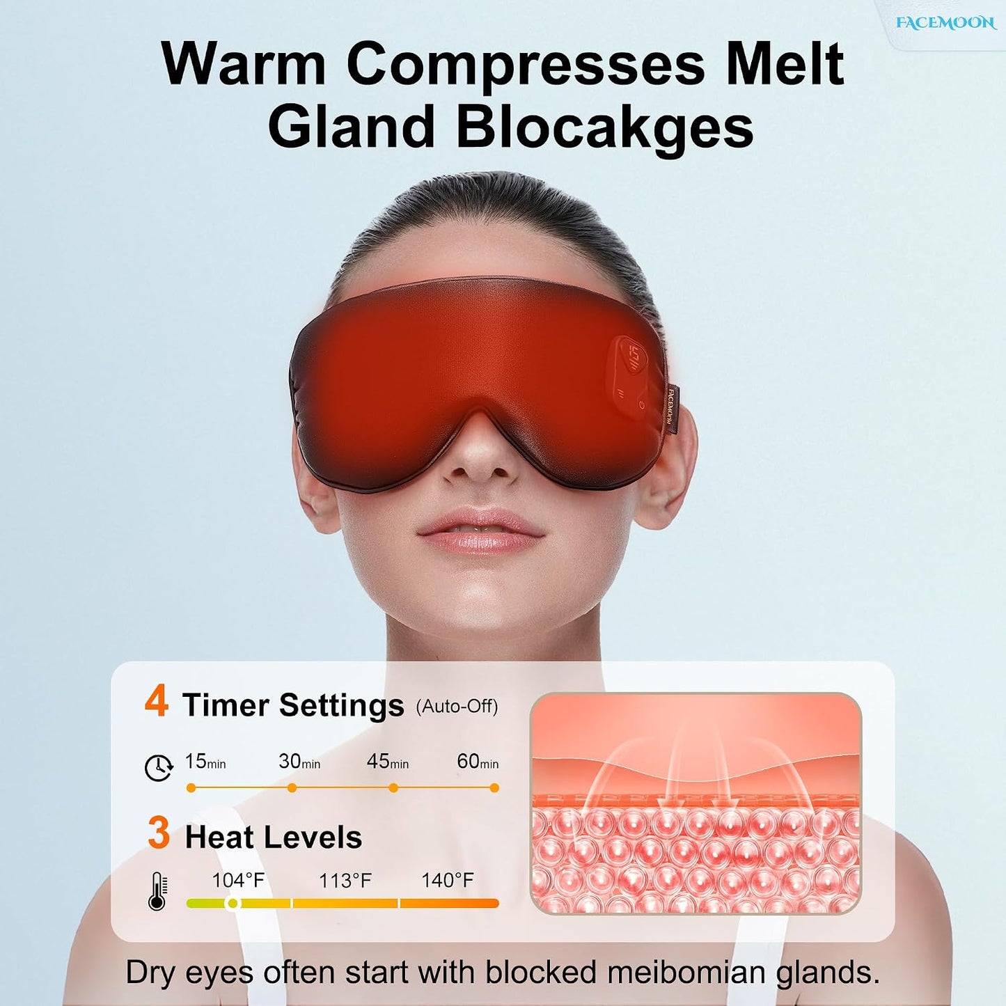 Cordless Heated Eye Mask for Dry, Tired Eyes, Hot Compress with Flaxseed Nose Bridge for Better Blackout & Focused Warmth, Rechargeable Warm 3 Heat Levels, 4 Timers, No Microwave Needed, Pink