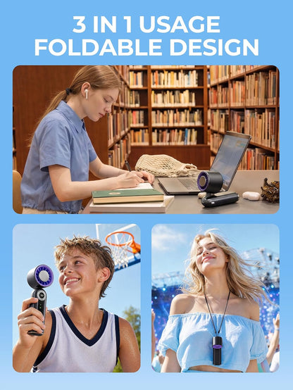 Rechargeable Handheld Fan with Cooling Plate, 199 Speeds and LED Display