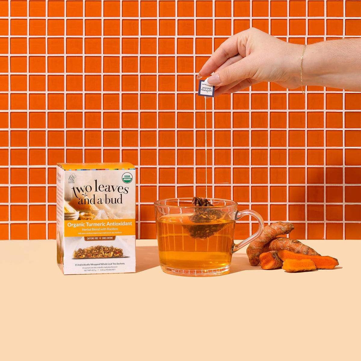 Two Leaves and a Bud Organic Turmeric Tea, 15 Count (Pack of 1)
