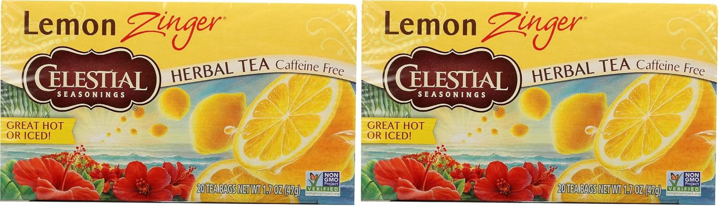 Celestial Seasonings 100% Natural Lemon Zinger Herbal Tea 20 ct