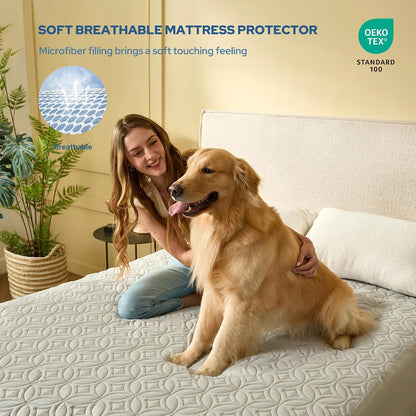 BEDLORE Waterproof Mattress Protector, King Size Mattress Pad with Deep Pocket 6"-18" Depth, Soft Noiseless Dirt-Proof Bed Mattress Cover Washable for Home, Bedroom, Hotel (Gray)