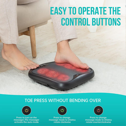 Snailax Shiatsu Foot Massager with Heat, Washable Cover Kneading Foot & Back Massager, Heated Feet Warmer, Electric Feet Massager Machine for Plantar Fasciitis