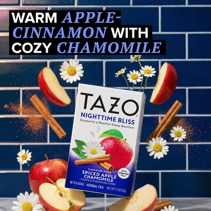 Tazo Nighttime Bliss Chamomile Herbal Tea Bags,16 ct, 6-Pack