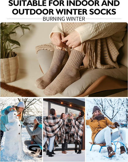 CLOSEMATE Womens Thick Full Cushioned Thermal Warm Boot Socks for Winter 3 Pairs