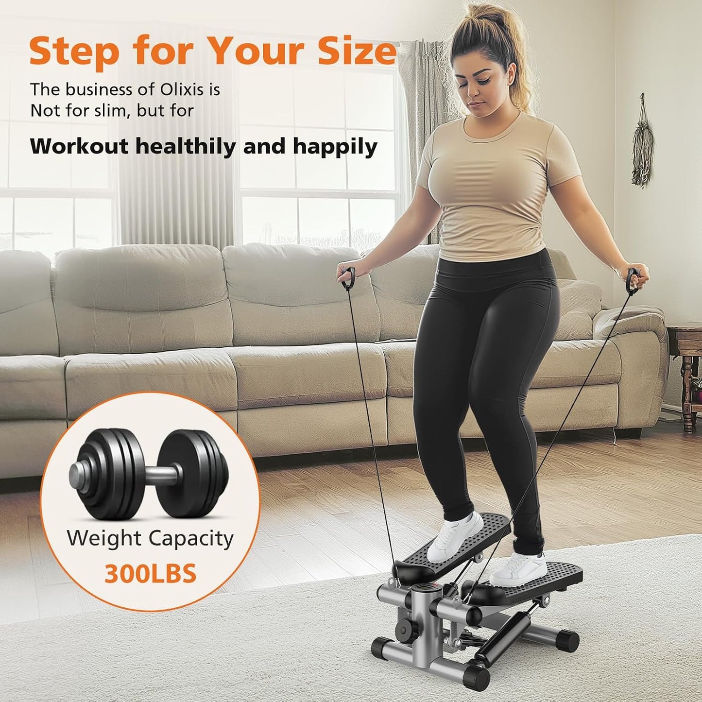 OLIXIS Steppers for Exercise At Home Workout Equipment, Mini Stepper Exercise Machine for Senior Citizens, Twist Stepper with Resistance Bands, Cardio Weight Loss Equipment Home Fitness