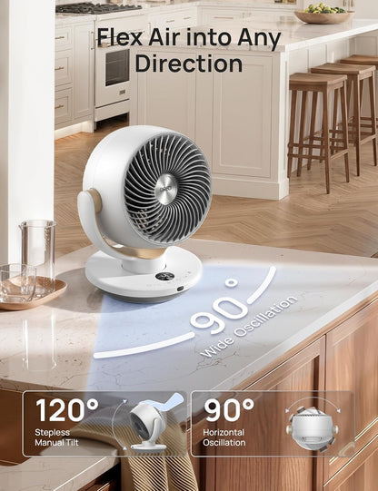 DREO Fan for Bedroom, Desk Air Circulator Fan with Remote, 11 Inch Table Fans for Whole Room, 65ft Powerful Airflow, 120° Vertical Manual +90° Oscillating, 4 Speeds, 8H Timer, 25dB Quiet Fan, Home