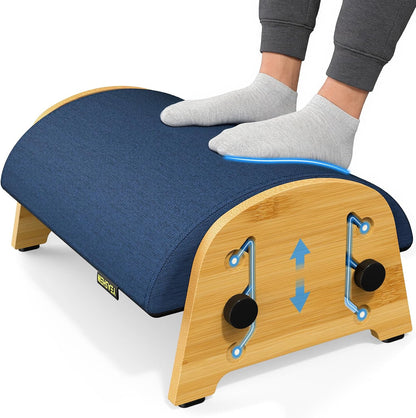 YEASHEIN Ergonomic Foot Rest Under Desk At Work, Bamboo Wood Adjustable Foot Stool Under Desk with 6 Positions, Office Footrests with Memory Foam, Leg Rest Used for Car, Home, PC Gaming Accessories