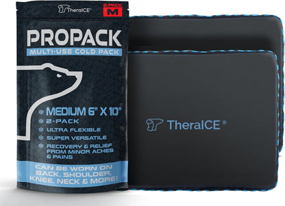 TheraICE PROpack Ice Pack for Injuries, Reusable Soft Multipurpose Cold Gel Ice Pack for Muscular Back Pain, Shoulder, Hip, Knee - Flexible Cold Compress Wrap for Minor Aches & Pains - 9 x 12