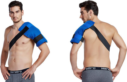 Koo-Care Extra Large Gel Ice Pack for Injuries Reusable Flexible Hot Cold Therapy Compress with Strap for Shoulder Rotator Cuff, Back, Hip, Shin - Knee Replacement Surgery Pain Relief XL 13" x 14.7"