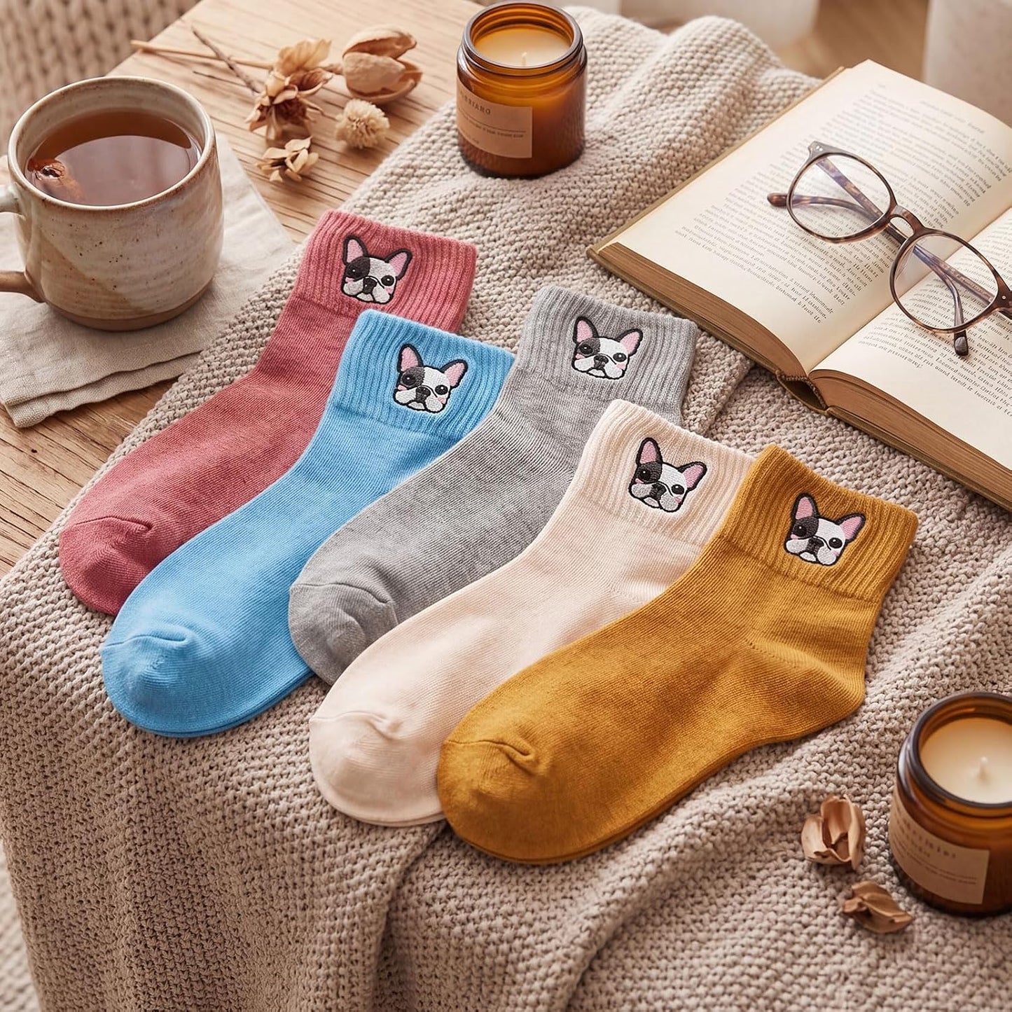 Eurzom 10 Pairs Socks Womens Crew Elastic Ankle Length Cotton Socks Aesthetic Cute Lightweight Low Cut Gifts for Women - Colors B